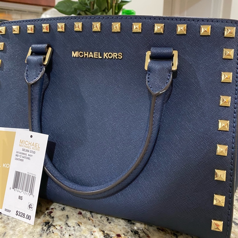 Michael Kors Selma stud top zip satchel/crossbody